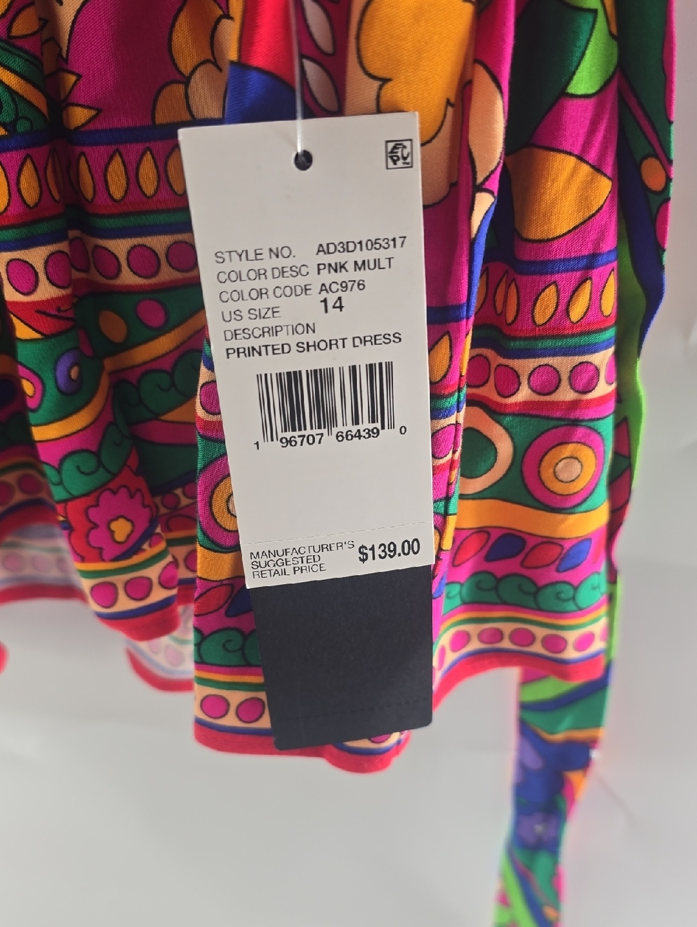 Adrianna Papell Pink Multicolor Printed Long-Sleeve Mini Dress - Picture 9 of 11